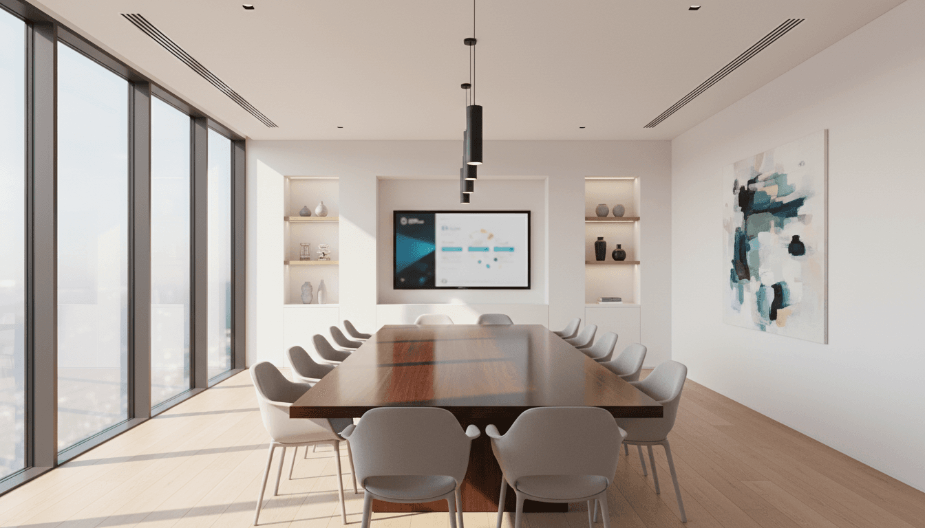Meeting room prepared for a client session